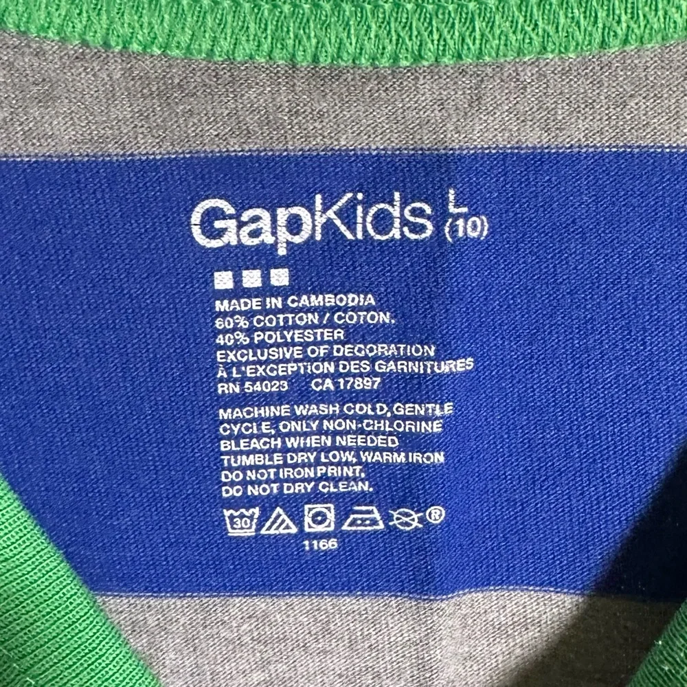 GAP Blue‎ and Gray Rugby Stripes Shirt Long Sleeves Kids Large sz 10